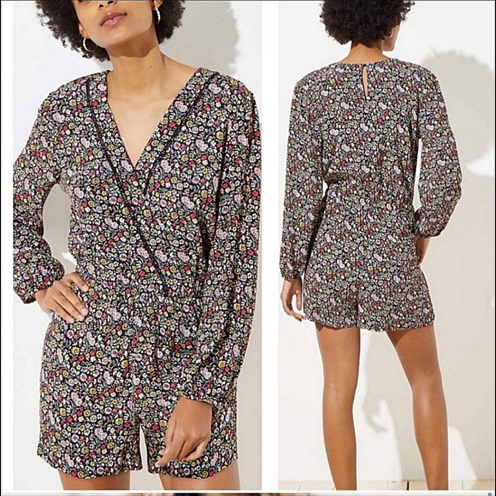 Loft Ditsy Floral Long Sleeve romper size S - Picture 6 of 6
